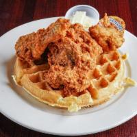 Fried Chicken and Waffle · Our famous Belgian waffle, served with our crispy fried chicken.
