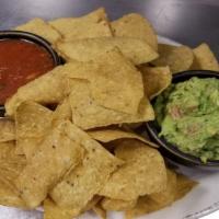 Chips, Salsa and Guacamole · House-made served with warm tortilla chips.