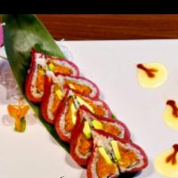 16. Sweet Heart Roll  · 8 pieces. Spicy tuna, avocado topped with fresh tuna, sweet chili sauce.