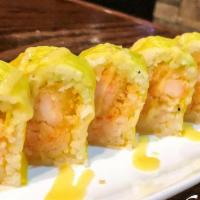 19. Indiana Roll · 10 pieces. Cooked. Lobster salad, shrimp tempura, cucumber, yellow soy paper, mango sauce (s...