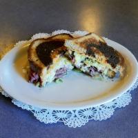 Sacks Rubens Sandwich-Hot · Pastrami, Swiss cheese, homemade coleslaw, and 1000 island, on marble rye.