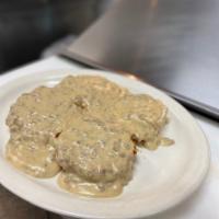 Grandma Mary’s biscuits and gravy · 2 big hot delish biscuits smothered in Tempe’s best house made sausage gravy
