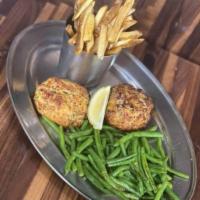 Maryland Crab Cakes · Two Jumbo Lump Crab Cakes Served with fries & vegetables.