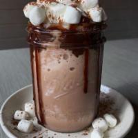 Frozen Hot Chocolate · Topped with whipped cream, marshmallows and chocolate sauce.