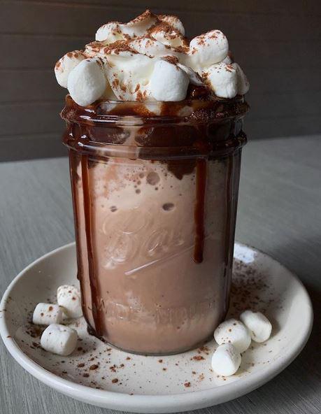 Frozen Hot Chocolate · Topped with whipped cream, marshmallows and chocolate sauce.