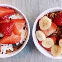 Granola Bowl · Your choice of granola and milk with two toppings.
