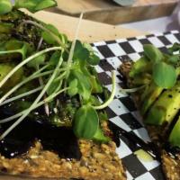 Viking Avocado Toast · Norwegian baked crispbread topped with fresh avocado, balsamic reduction and everything but ...