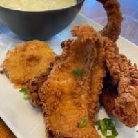 Fried Fish & Grits · Our entire menu is available for delivery at milkandhoneyexpress.com
