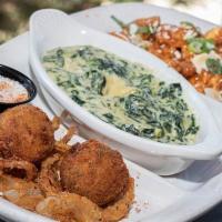 Rockfish Sampler · A trio of your favorites! Volcano Shrimp, Three-Cheese Spinach Dip, and two Bombs. (Contains...