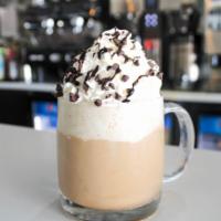 Cookie Monster · Chocolate chip cookie dough, chocolate, milk and espresso. Topped with whipped cream and cho...