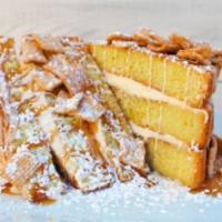 Cinnamon Toast Crunch · Coated in cinnamon sugar. stuffed with cinnamon mascarpone. topped with Cinnamon toast crunc...