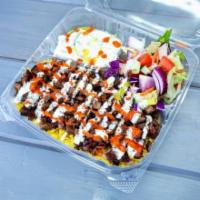 22. Beef Shawarma Plate صحن بيف · Marinated beef, served with rice, mix salad, tzatziki, hummus. and and choice of sauces hot,...