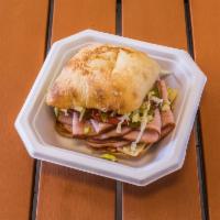 Chicken Ham and Swiss Sandwich · Comes with mayo.