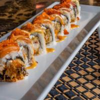 Roseville Sumos Favorite Roll Dinner · Mild. D.F. shrimp, spicy crabmeat, and cream cheese tuna, salmon, avocado, special sauce, an...