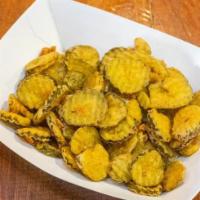 Fried Pickle Chips · Hand battered and cooked to order.
