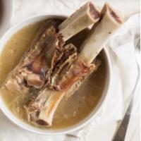 Beef Short Rib Stew (갈비탕) · Beef short ribs with green onion, glass noodle in clear beef broth.