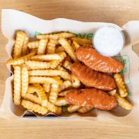 Beyond Red Hot Chicken Tenders & Fries · Red Hot Crispy Beyond Chicken Tenders and American Grown Organic Crinkle Cut French Fries se...