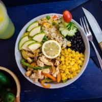 Tequila Lime Chicken Bowl · Black beans, cilantro lime and jasmin rice.