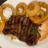Black Angus · 16 oz. NY sirloin steak. Char-broiled to perfection.