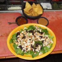 Grilled Chicken Salad · A salad created with grilled chicken breast, romaine lettuce topped with avocado, tomatoes, ...