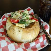 Pasta Bread Bowls · Our fresh pasta served in a homemade garlic bread bowl
