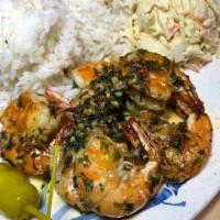 Garlic Shrimp Entree · Comes with 2 scoops of rice and 1 scoop of potato & crab salad.