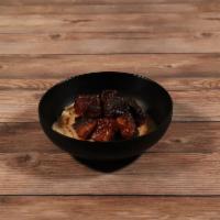Pork Belly Burnt Ends Plate · Dry rubbed and slow cooked pork belly, flash fried, tossed in honey beer BBQ glaze and serve...