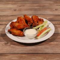 Wings Plate · 8 Jumbo wings in your choice of our house made sauce. Served with celery, carrots  and ranch...