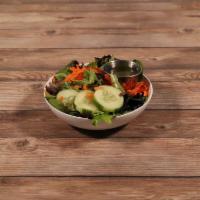 House Salad · Mescalin greens, cherry tomato, cucumber, carrot, sunflower seeds and citrus vinaigrette