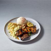 Combination Plate · Teriyaki chicken and teriyaki beef. Served with a choice of 2 da kine sides.
