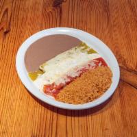 Avila Special · 1 chicken enchilada topped with tomatillo, 1 chicken enchilada topped with sour cream, 1 che...