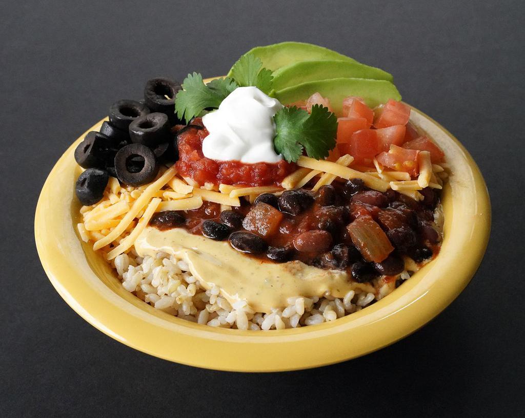 Smoky (Mild heat) · Organic Brown Rice, Yumm! Sauce, Our own Chipotle Chili, Fresh Mild Red Salsa, Deluxe Toppings.
