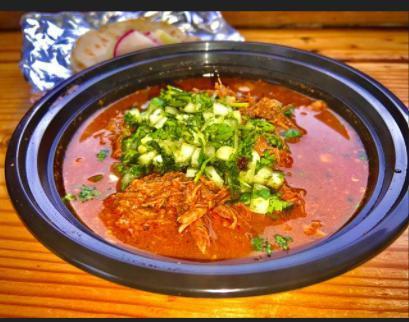 Birria en Consome Bowl · A huge pile of our birria in a bowl with delicious consome, topped with cilantro & cebolla. For those that love our Birria by itself. Comes with tortillas.