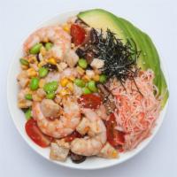 S6. Land and Sea · Chicken, shrimp, sweet corn, edamame, shiitake, mushroom, cherry tomato, sweet chili, teriya...