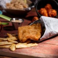 Fish and Chips · Beer-battered Atlantic cod with peppadew rémoulade, served with South African slap chips
