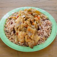 Vegetarian Plate · Piled high with rice & peas and veggies.