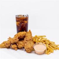 Finger Meal Deal · 4 hand-breaded chicken fingers served with a side of our famous fries and a drink. Comes wit...