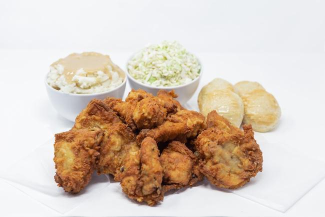 15 PC Family Basket · 15 pieces of our famous chicken with a large side of mashed potatoes, a large side of gravy, a large side of coleslaw and 5 rolls