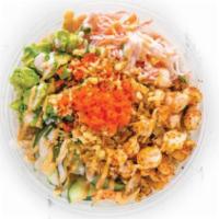 Hula Signature Poke Bowl · Shrimp. Shrimp, green onion, cucumber, crab stick (contains gluten), avocado, masago (contai...