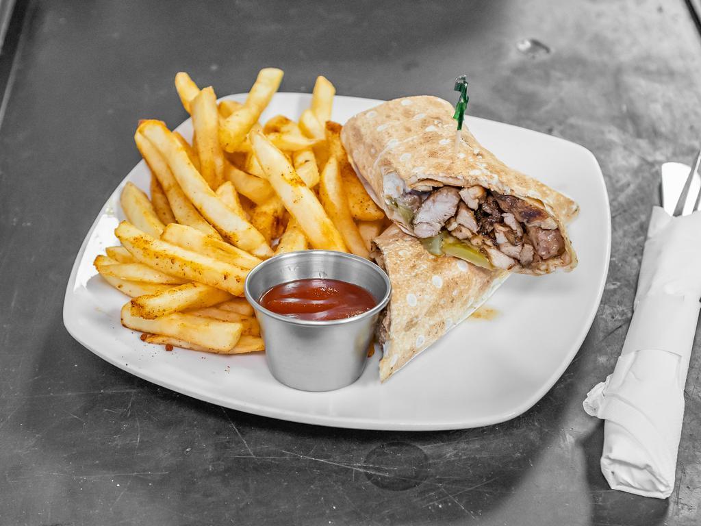 Chicken Shawarma Entree · Layers of chicken, marinated and broiled. Served with garlic paste and choice of side.