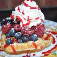 Berry Bliss Waffle · Waffle with Fresh Berries and Whipped Cream