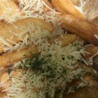 Garlic Parmesan Fries · Steak fries with melted Parmesan and garlic 
