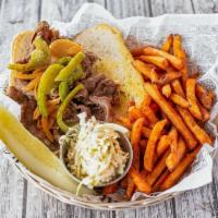 Italian Beef Sandwich · Slow roasted Italian beef served on Italian bread with melted mozzarella cheese. Your choice...