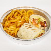 Buffalo Chicken Wrap · Breaded chicken with Buffalo sauce, Jack cheese, jalapeno peppers, lettuce and tomato.