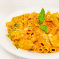 Rigatoni ala Vodka  · Rigatoni pasta with crushed plum tomatoes in our light pink cream sauce with a touch of vodka.