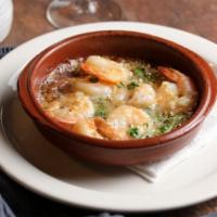 Camarones al Ajillo · Grilled shrimp in garlic sauce.