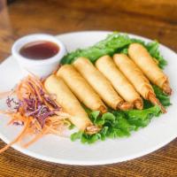10. Prawn Rolls  · Coconut battered prawns deep fried to golden brown and served with plum sauce.