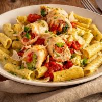 Chicken Spinoccoli® Pasta · Housemade stuffed chicken breast with mozzarella, feta, broccoli, spinach, tomatoes, garlic,...