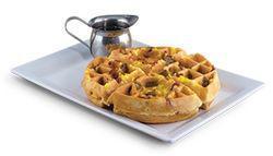 Flying Pig · Bacon, sausage, egg, stuffed in a traditional waffle and served with choice of maple syrup or sausage gravy.