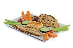 Hummus & Veggies · Hummus, fresh olives, celery, carrots, and cherry tomatoes served with a side of pita chips.